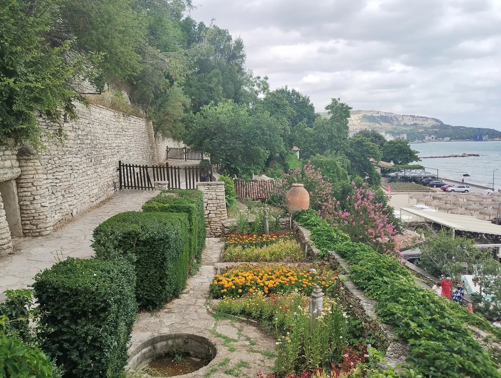 Terraced gardens beside the sea at the Balchik Palace complex