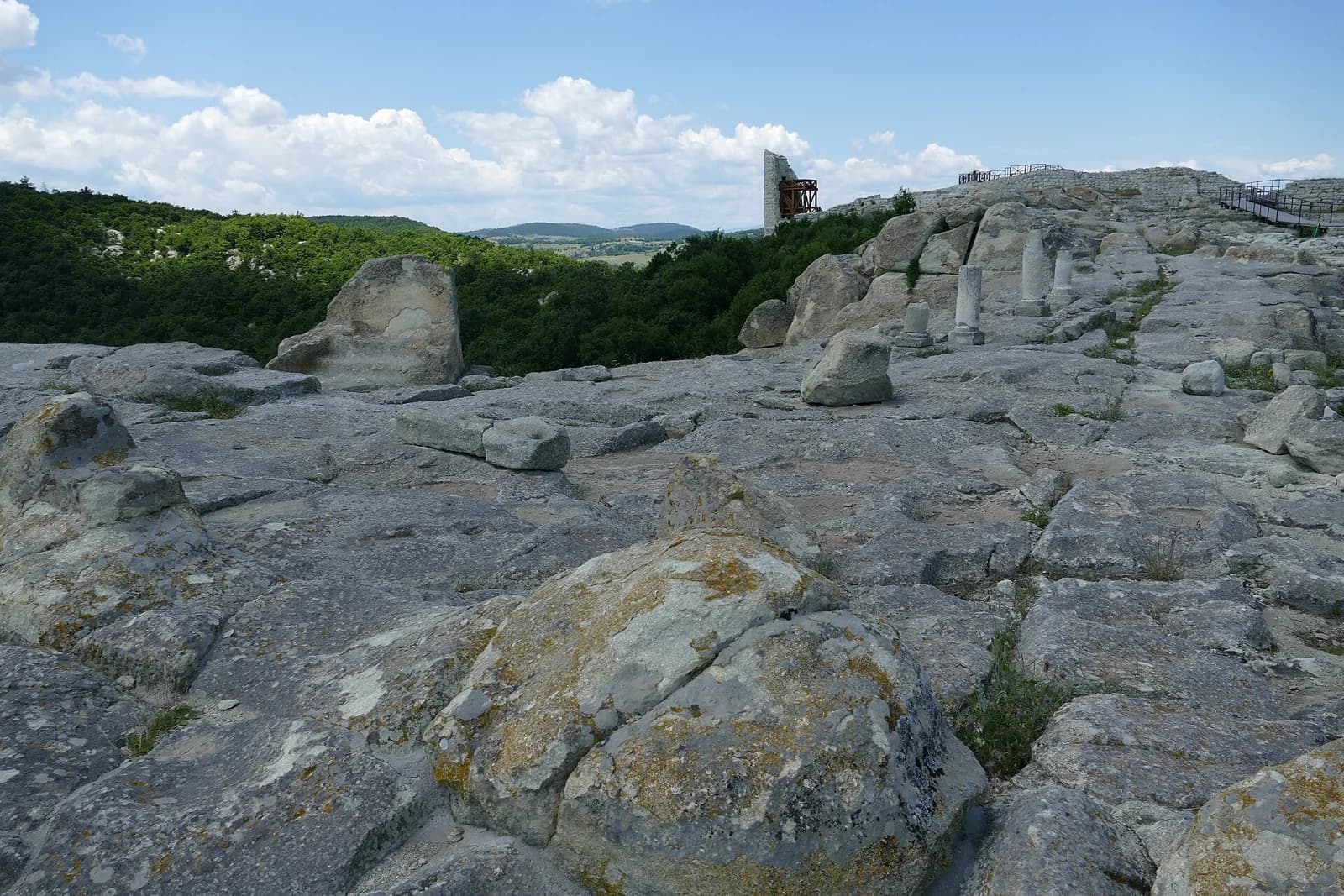 Rock-cut terraces and stone remains at Perperikon