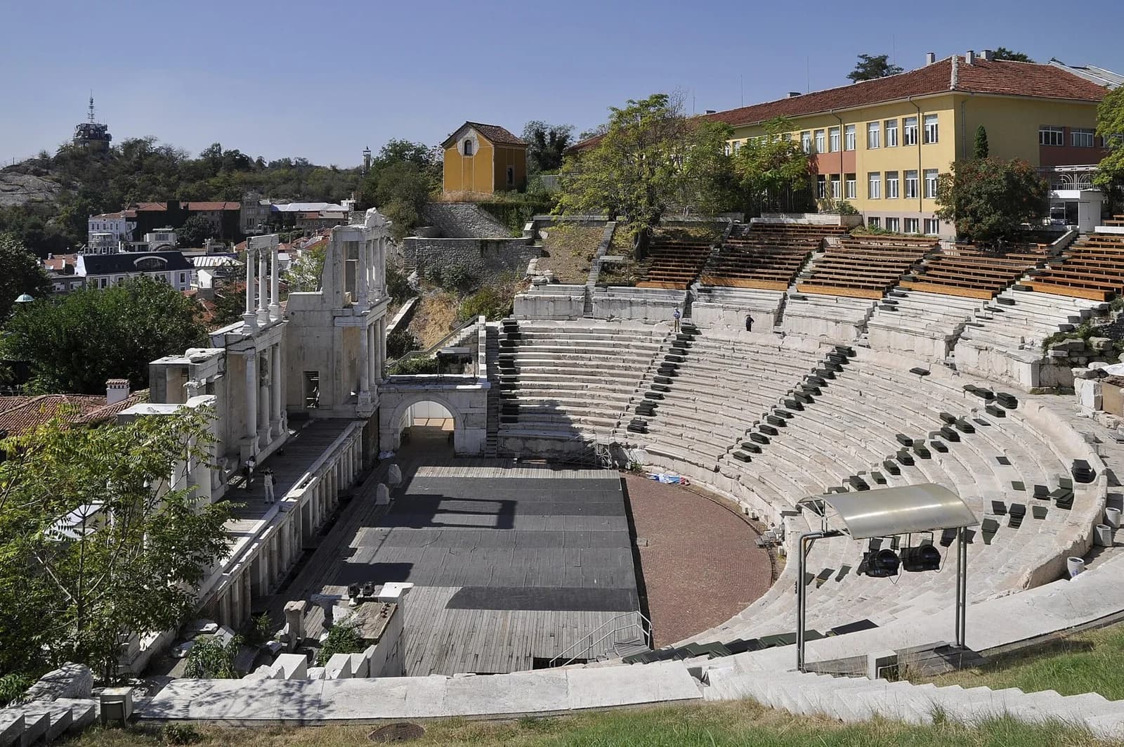 Marble seating and stage of Plovdiv's Ancient Theatre