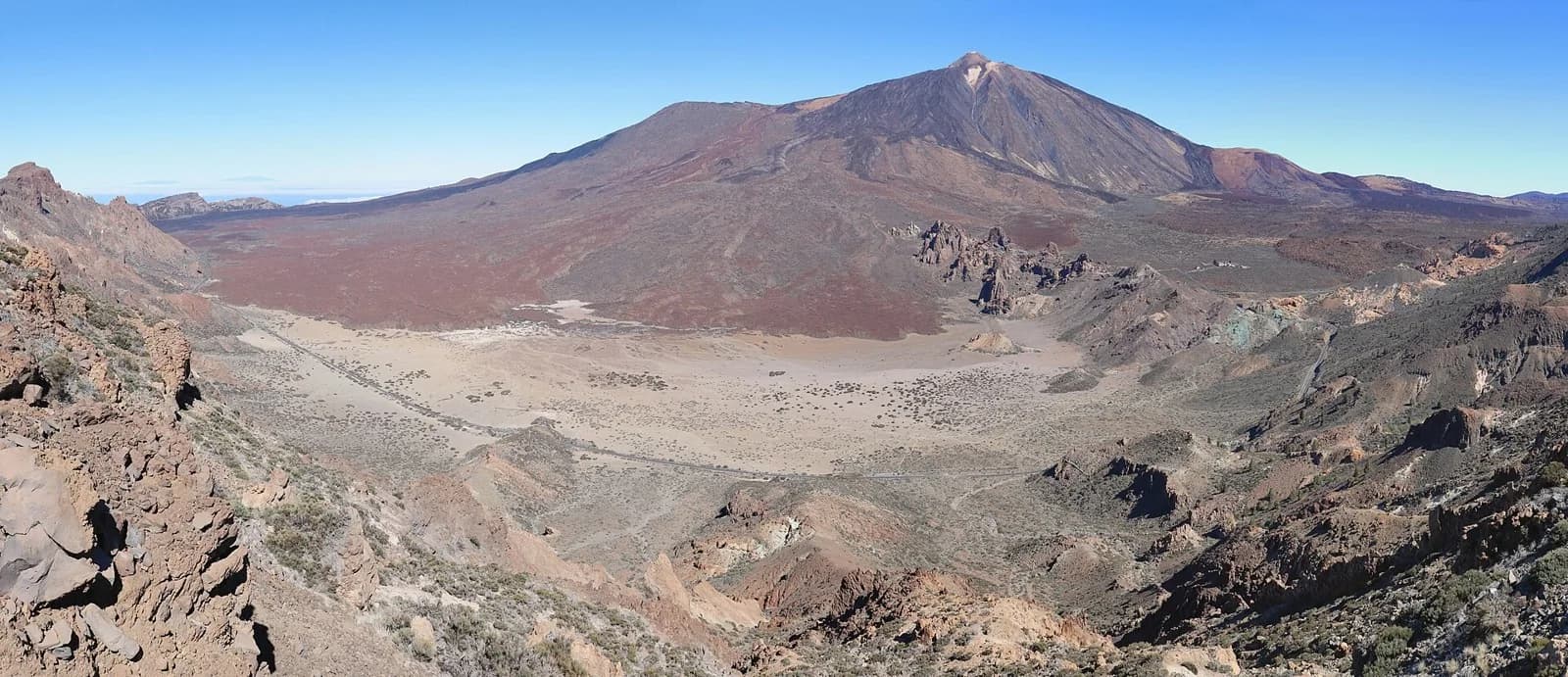Teide volcano above the dry Las Cañadas caldera